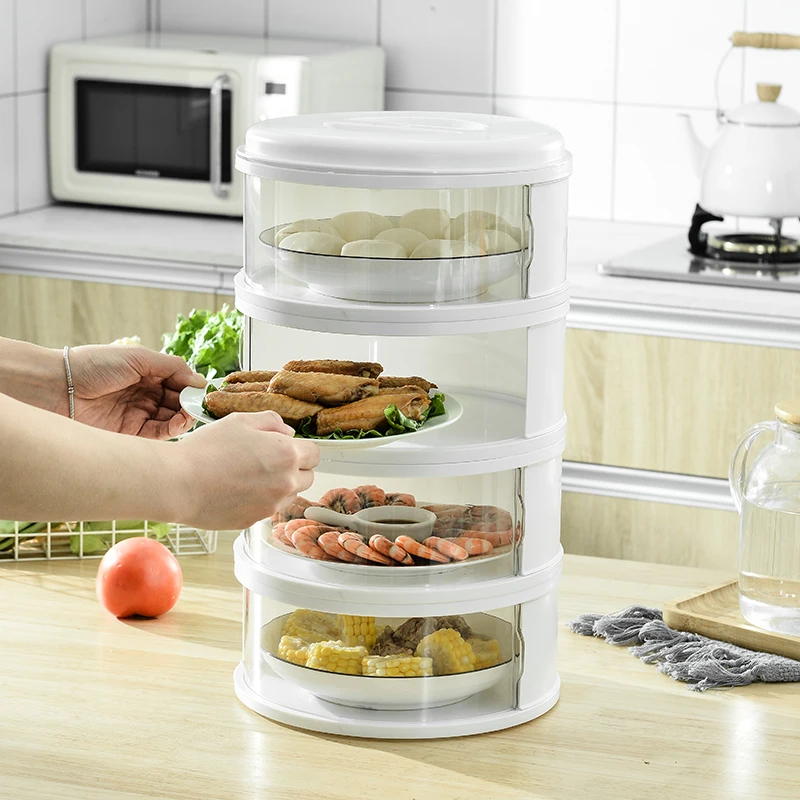 

Factory Cheap Price Large Size Dust-Proof Multi-layer Clear Stackable Insulation Storage Organizer Kitchen Food Plate Cover, Transparent