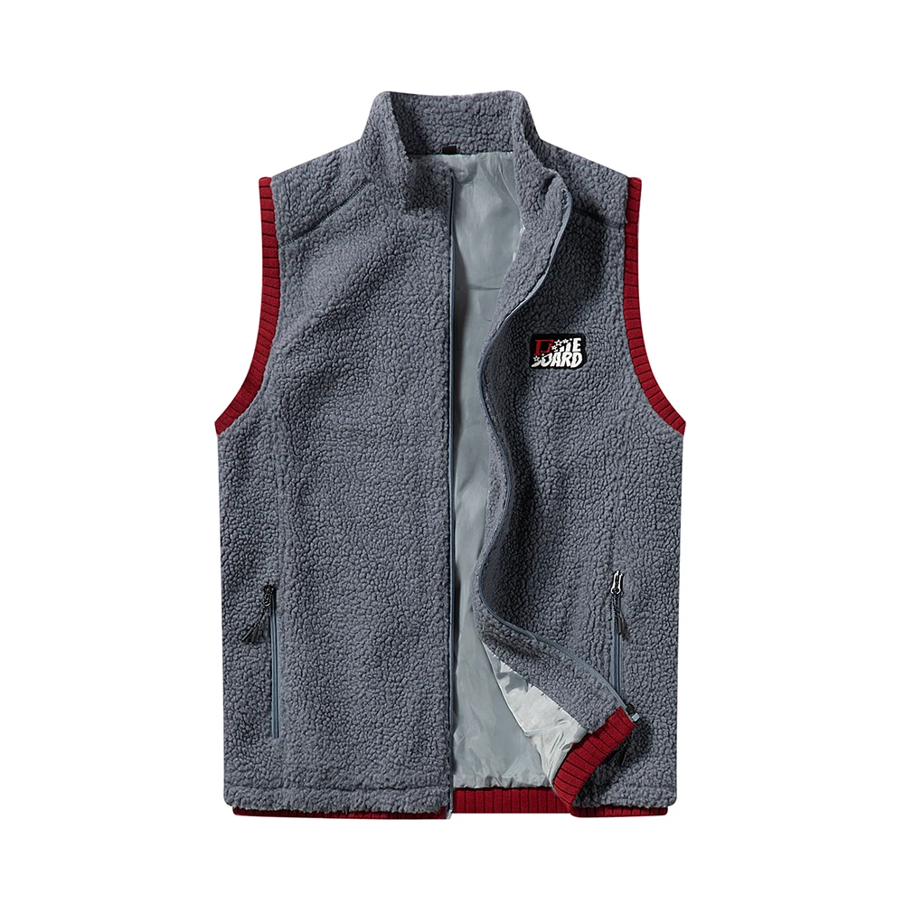 

HTY08 Winter New Thickened Warm Coat Men Vest Jackets Zipper Pocket Color Splicing Lamb Cashmere Vest Male Jacket, Picture color