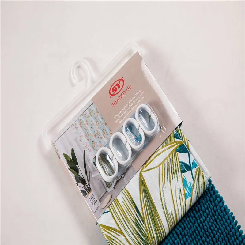 
peva custom printed shower curtain bathroom with rug 