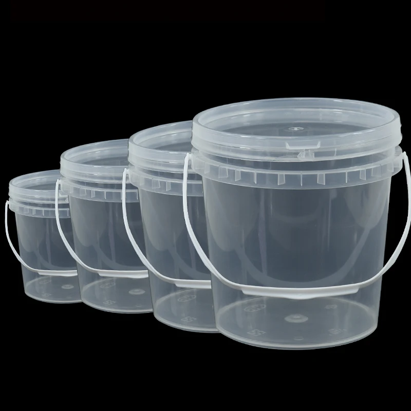 

Hot Sale Transparent Bucket 350ml~1L Food Grade PP Round Pail With Plastic Handle For Food Water Gift