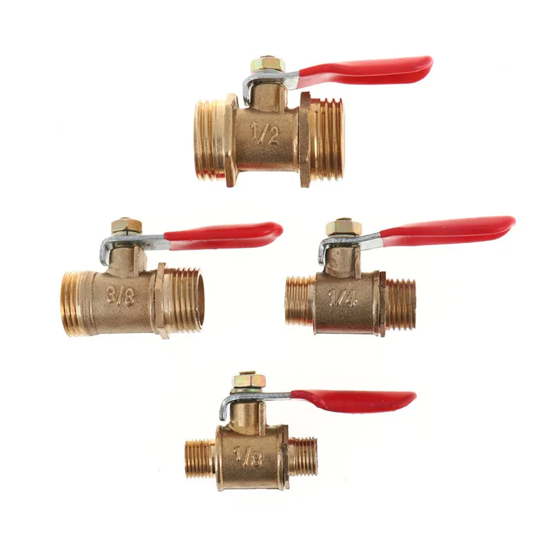 

Brass Ball Valve 1/8" 1/4" 3/8" 1/2" Male To Male BSP Thread With Red Lever Handle Connector Joint Pipe Fitting Coupler Adapter
