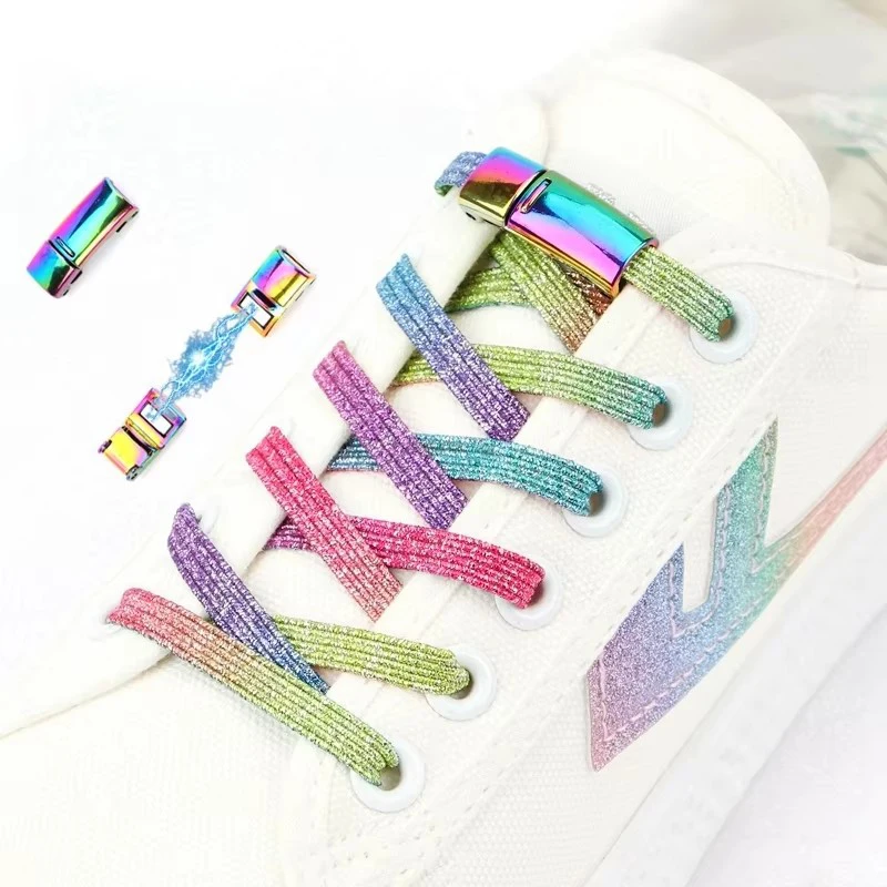 2025New Upgrade No Tie Shoe Laces Elastic Sneakers Shoelace Rainbow Lazy Laces Magnetic Lock Shoelaces