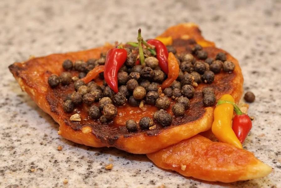 Toasting black peppercorns in a skillet