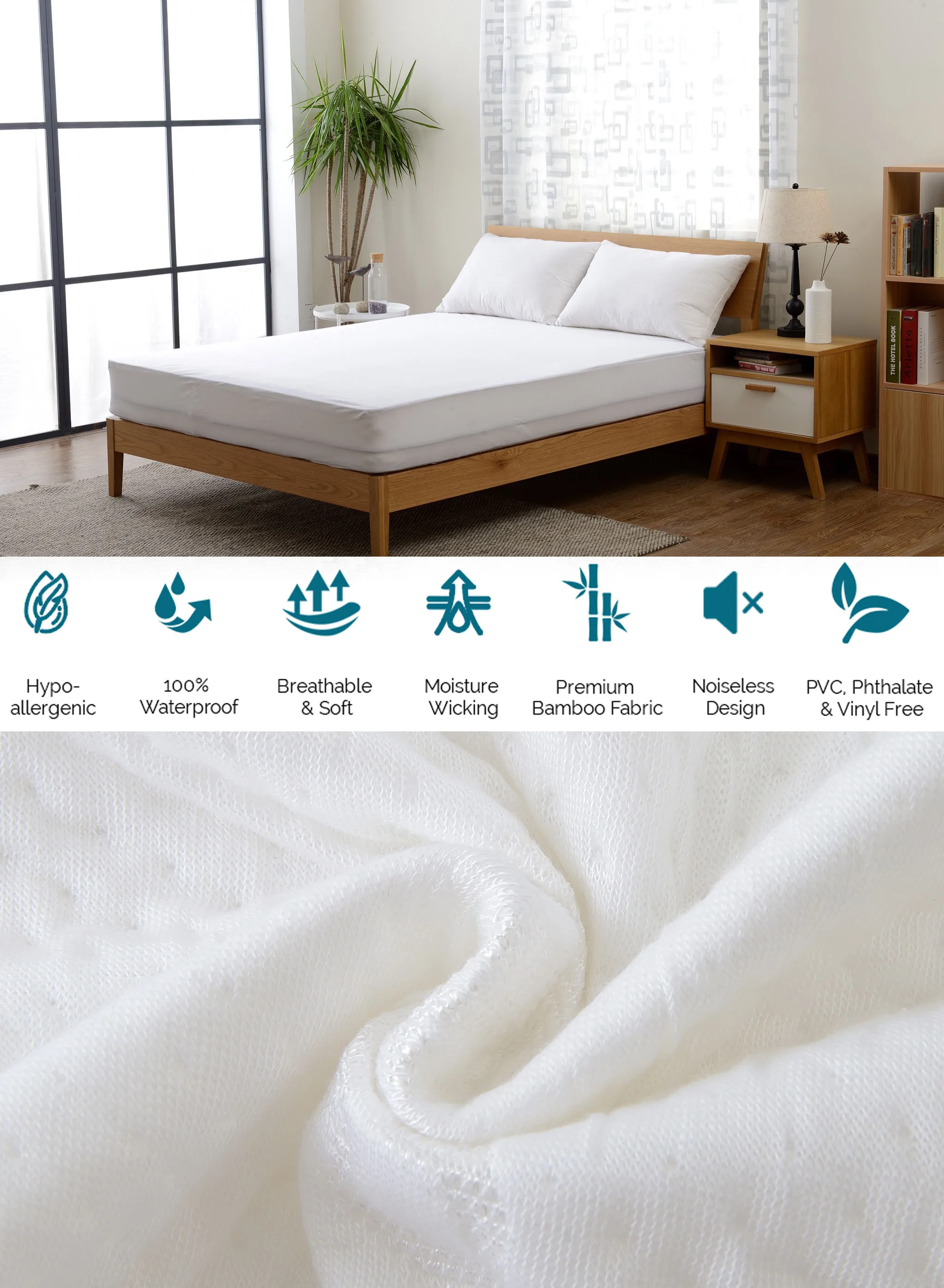 Non Woven Mattress Protector Fitted Bed Cover Non-Allerganic 