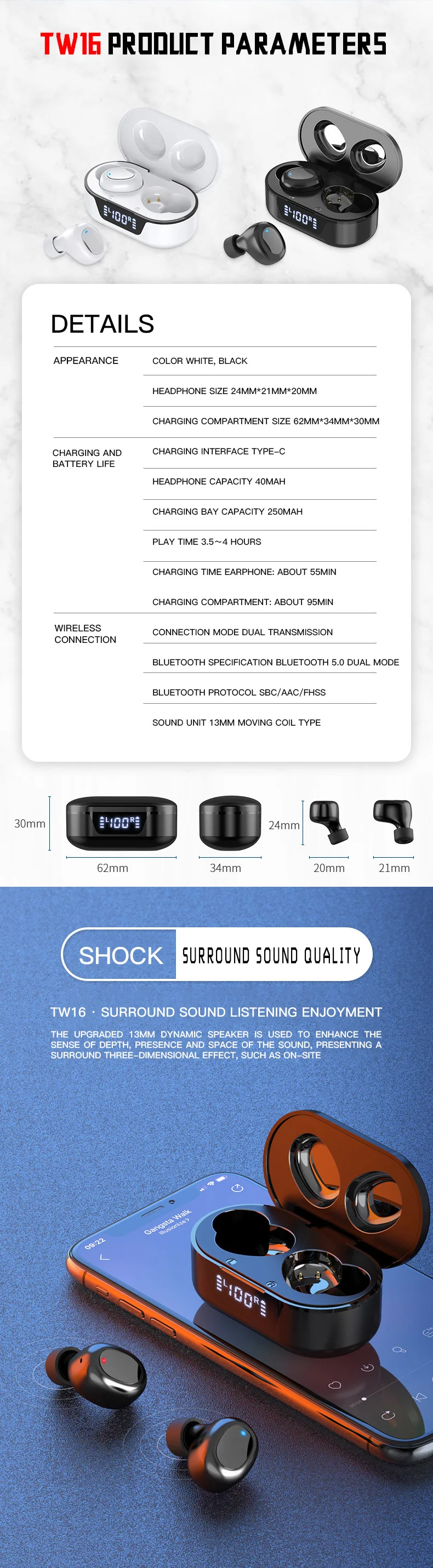 Cross-border hot high-end headset waterproof sports Blue-tooth headset high-tech long battery life headset/NEW Customizable LOGO