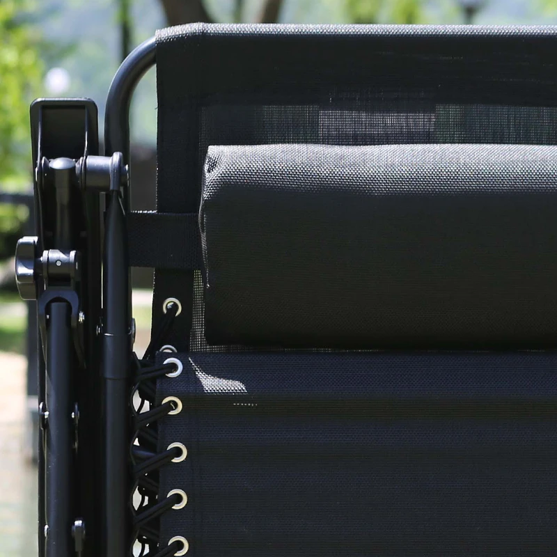 
Wholesale Black Fabric Metal Tube Bear 150kg Zero Gravity Recliner Chair Leisure Lounge Garden Beach Chair with Cup Holder 