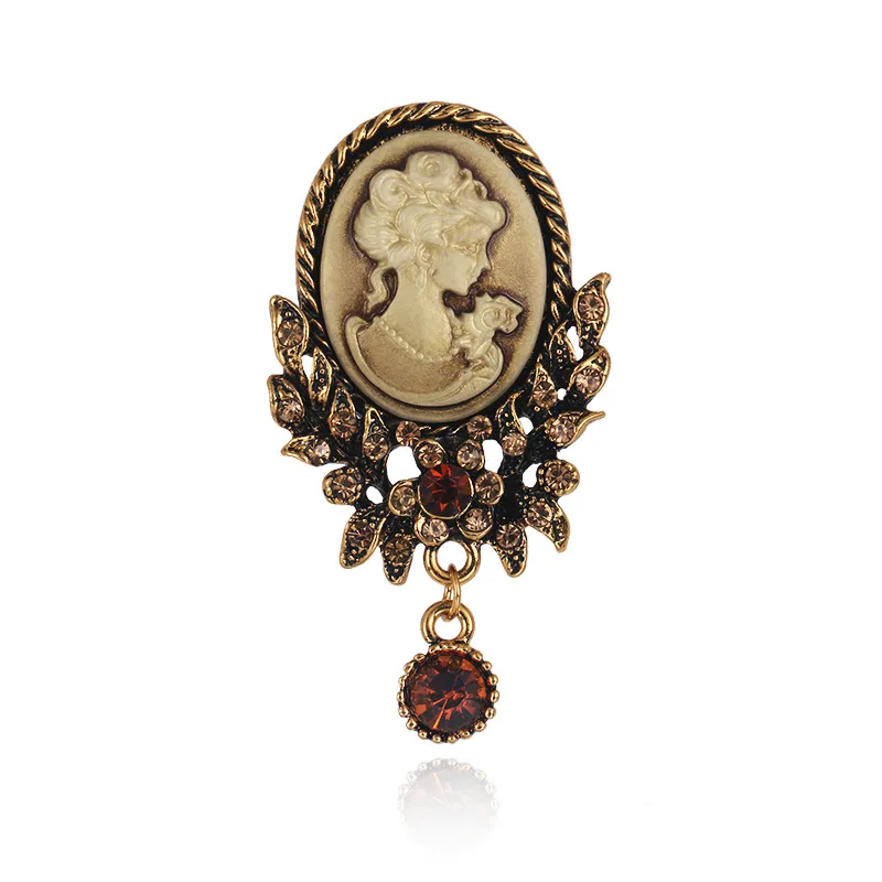 

European and American fashion retro diamond electroplating alloy brooch female clothing accessories pin wholesale, As picture