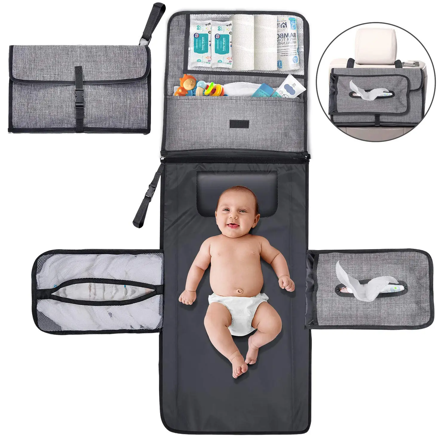 

Amazon Hot Sale High Quality Infant Portable Diaper Baby Changing Pad Cover, Black