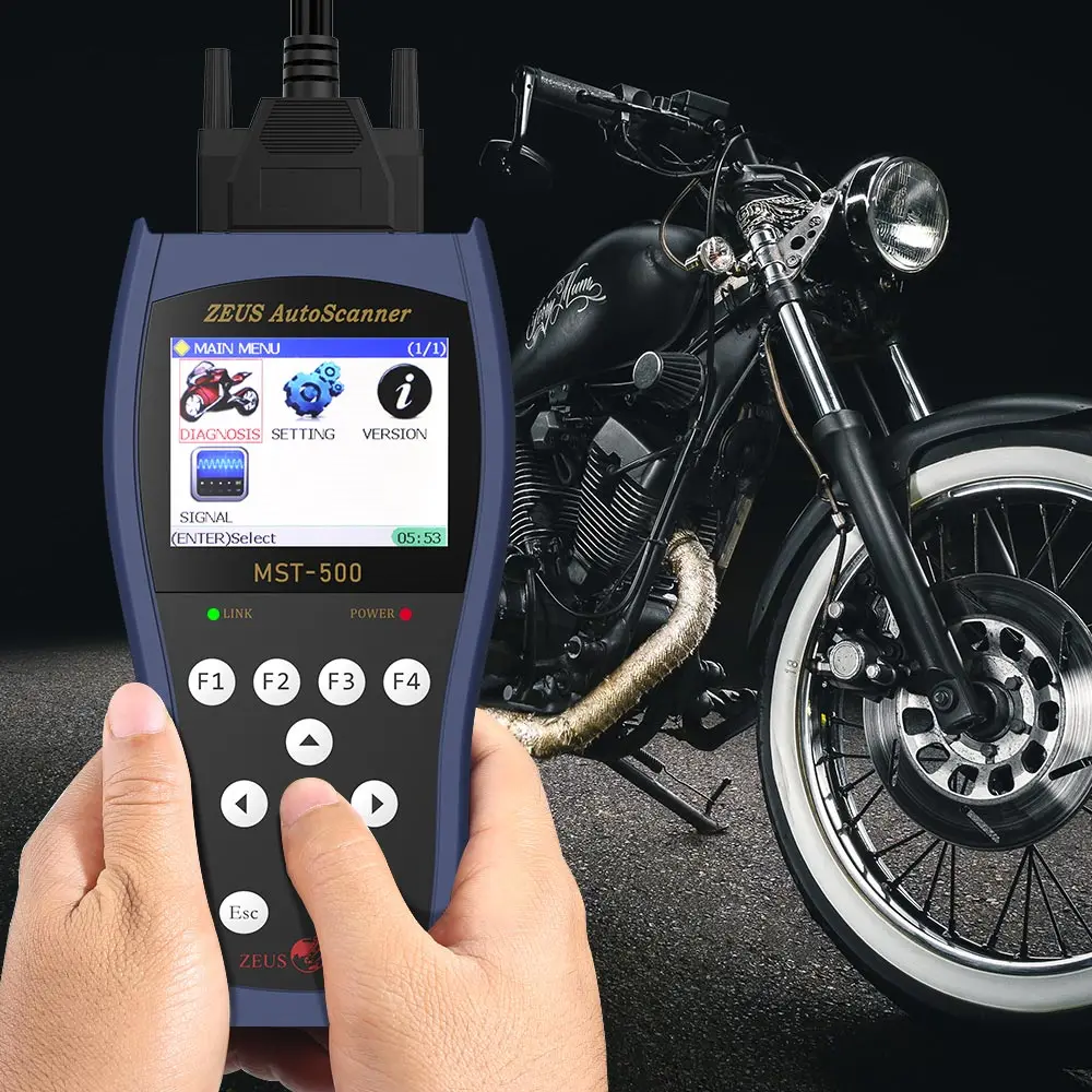 

MST-500 Error Code Reader Motorcycle Diagnostic Scanner Support H-ONDA S-UZUKI K-AWASAKI Most Asian Motorcycles Update Online, Silver +black