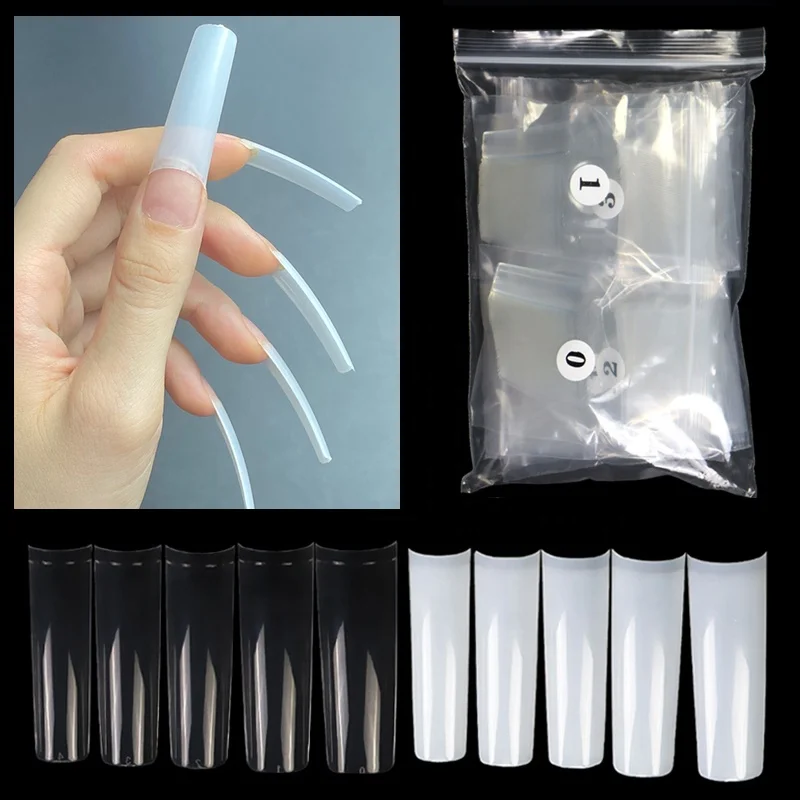 

Newest 550pcs XXL Straight Coffin Nail Tips Curved Square Artificial Nails Long French Coffin Nail Tips