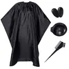Barber Cape Set- Waterproof Professional Hair Salon Chemical Proof Black Nylon Cape for Styling Hair Cut Hairdresser, Hair Color