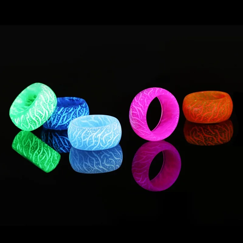 

New Design Luminous Ring Glowing In The Dark, Colorful Men Women Resin Glow Ring Jewelry Gifts, Picture