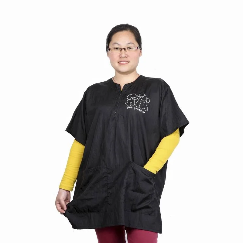 

pet grooming uniform barber jacket school uniform for pet groomer jacket, Black