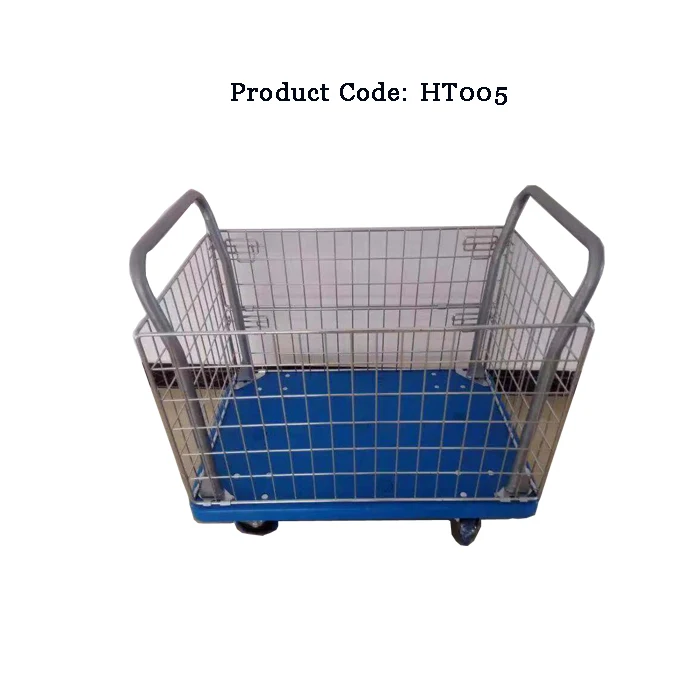 PVC Flatbed Platform Truck Industrial Material Handling Trolley