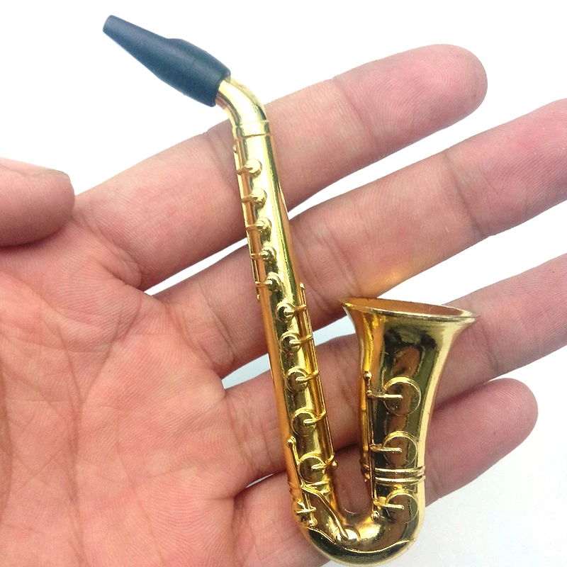 

Small Saxophone Portable Smoke Smoking Pipes Metal Tobacco Pipe Weed Grinder Pipe Hookah Grinder