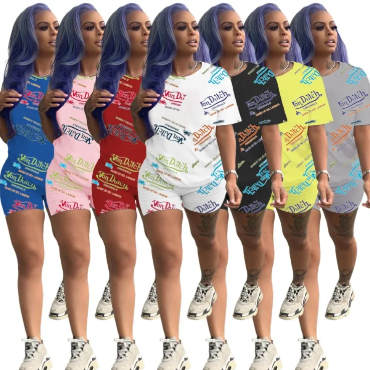 

Custom new arrivals Fashionable von dutch outfit Graffiti sweatsuit two piece set winter clothes for women casual streetwear, 5 colors as picture