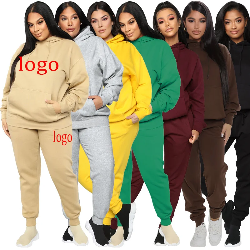 

New arrival custom logo plus size causal two piece set women plus size 2 piece outfits set plus size fall/winter clothing, 3 different color