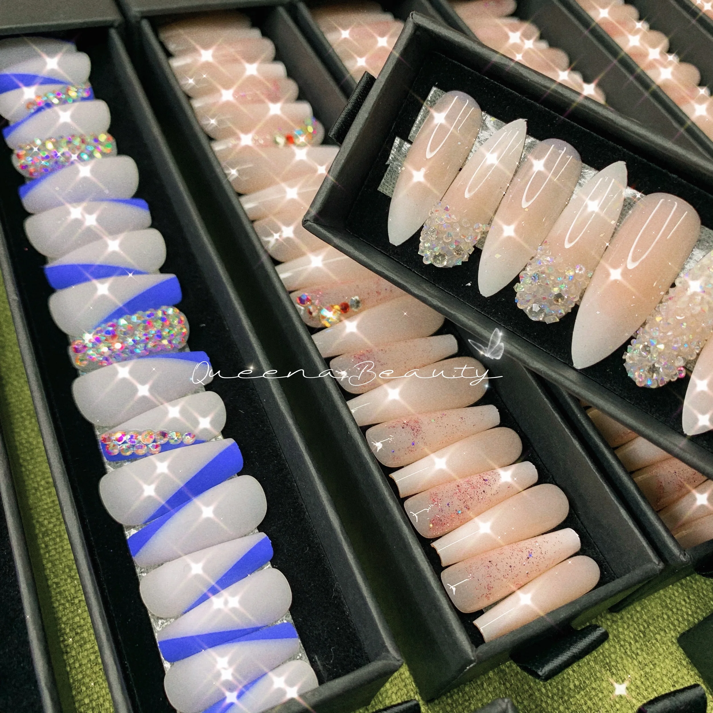

24pcs/box Hot Sale Fakenail False Nail Butterfly Design Press On Nails Private Label Artificial Nails, Colorful