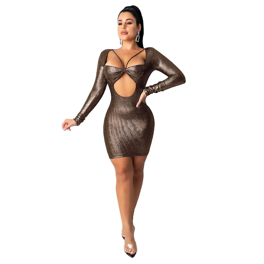 

2021woman's Summer Casual dress Ladies sexy party nightclub skirt elegant Casual midi woman's dress Long Sleeve Party Dress