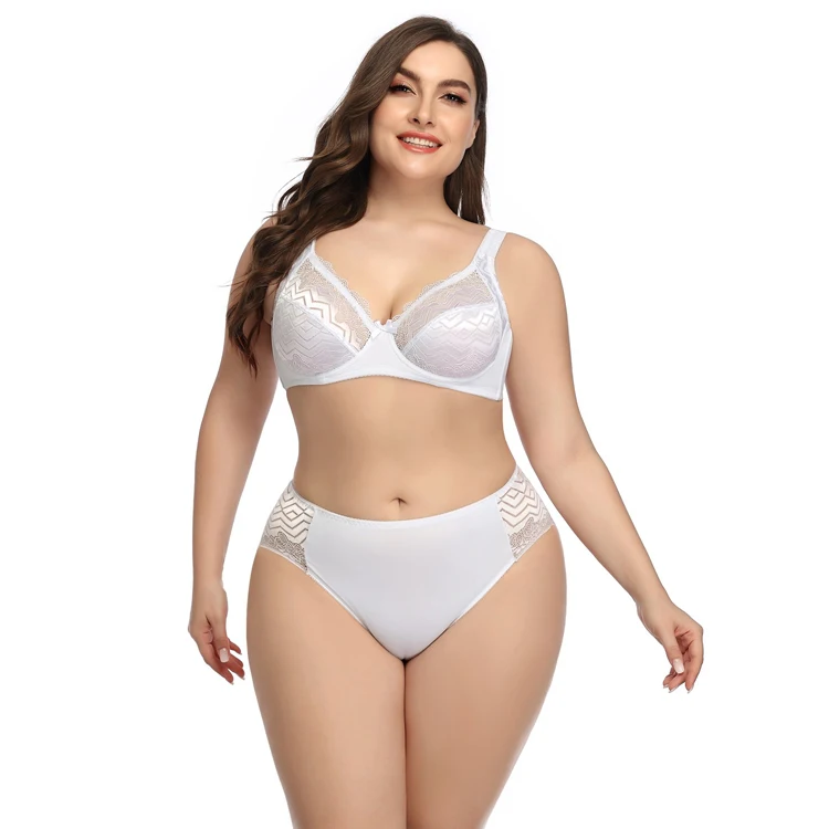 

European high quality sexy fat ladies big size underwear women plus size bra and panties set