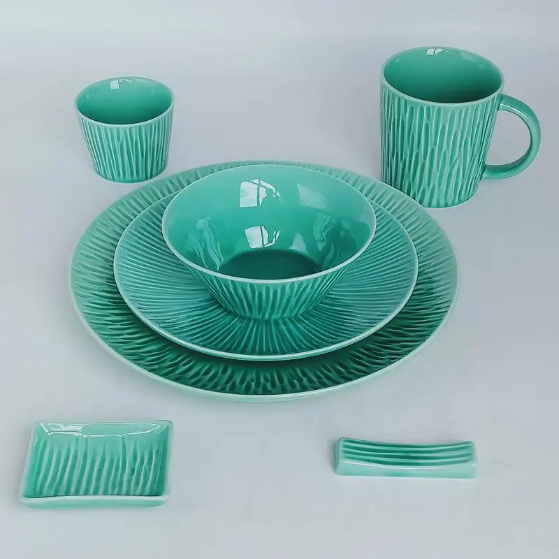 Ceramic Porcelain Color Glazed Tabletop Dinner Set Dinner Plate Salad