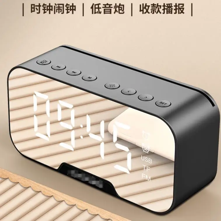 Bluetooth Wireless Speaker Dual Time Alarm Clock Dimmable Display Hands Free Calling Clock Speaker - ANKUX.COM
