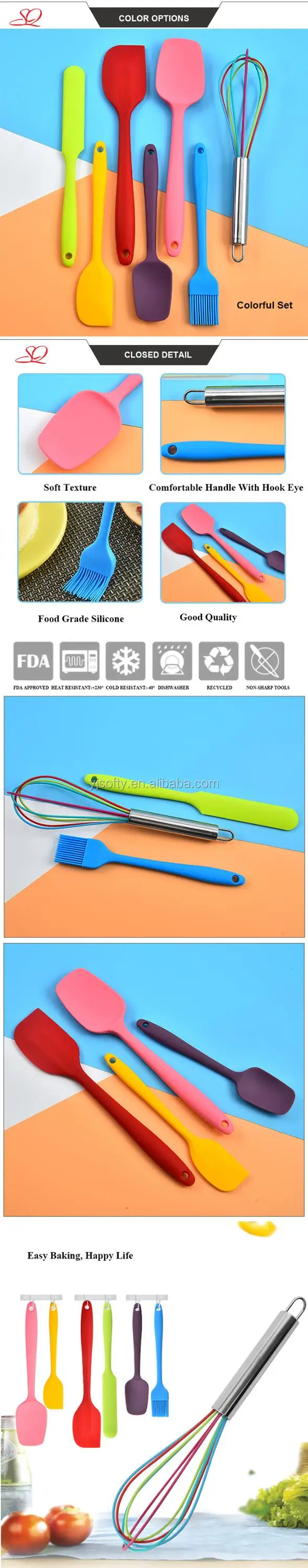 Good Quality Best Seller Colorful Silicone Spatula Set Of 7 Piece