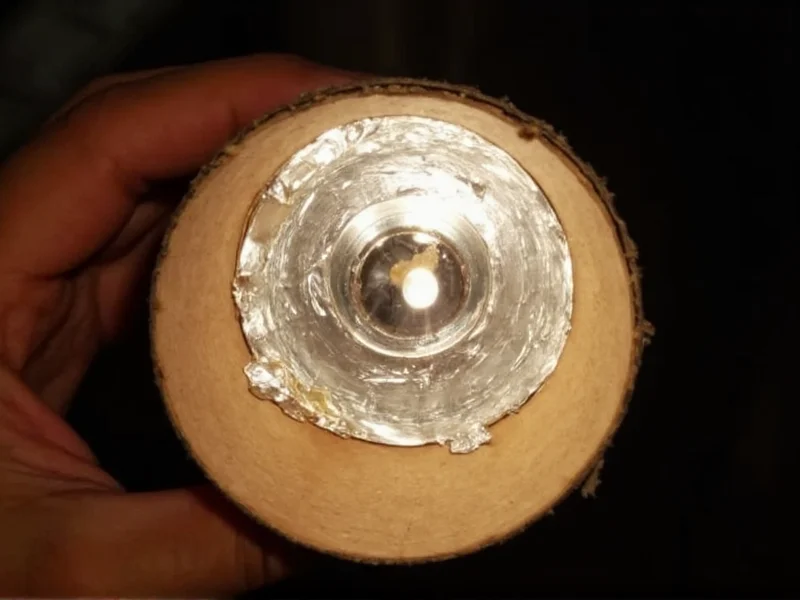 Cardboard tube lined with aluminum foil for DIY flashlight