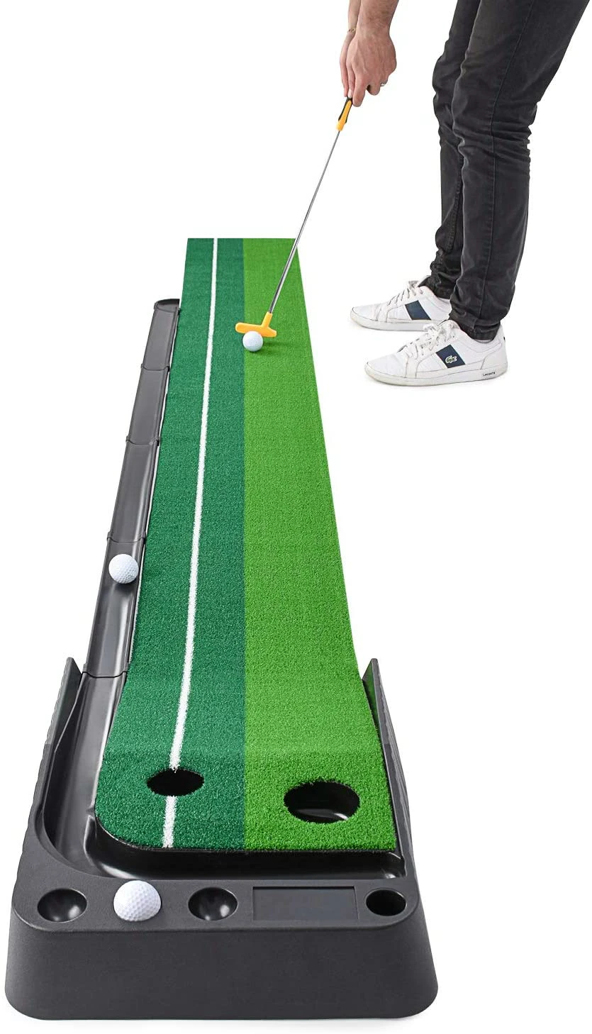 Indoor Golf Putting Green Portable Mat With Auto Ball Return Function