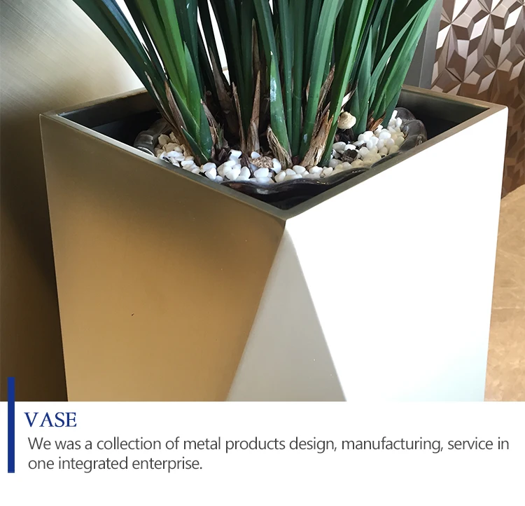 Factory custom made various shapes stainless steel flower pot large unique design large outdoor metal floor vase