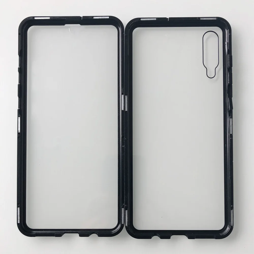 

Metal frame Both side Double glass flip Cover Magnetic phone case Model List, Black, gray,blue,red