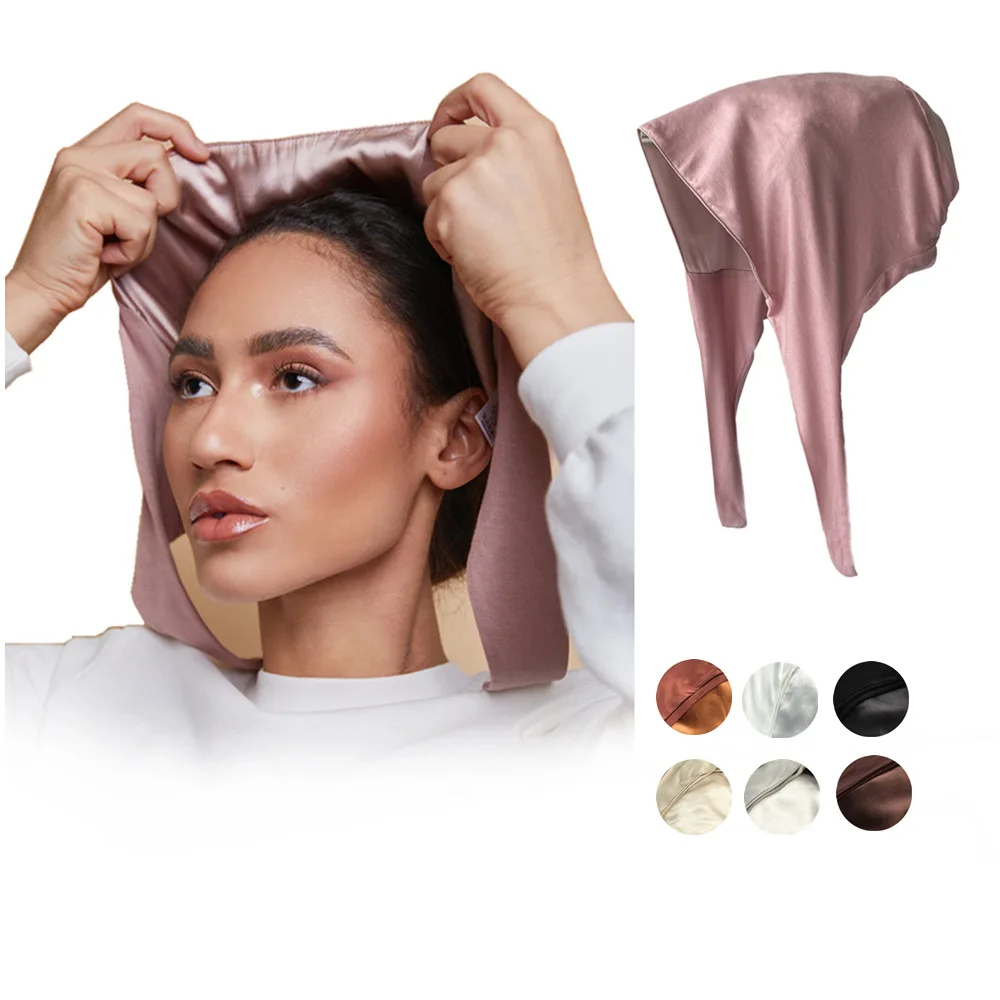 

New Cotton Modal Jersey Muslim Underscarf Women Undercaps Lined Silk Satin Inner Hijab Caps