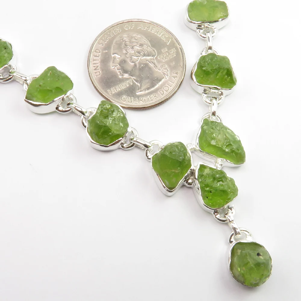 
Free Gift Box Free Express Shipping !! 925 Silver Rare PERIDOT Necklace 19.3