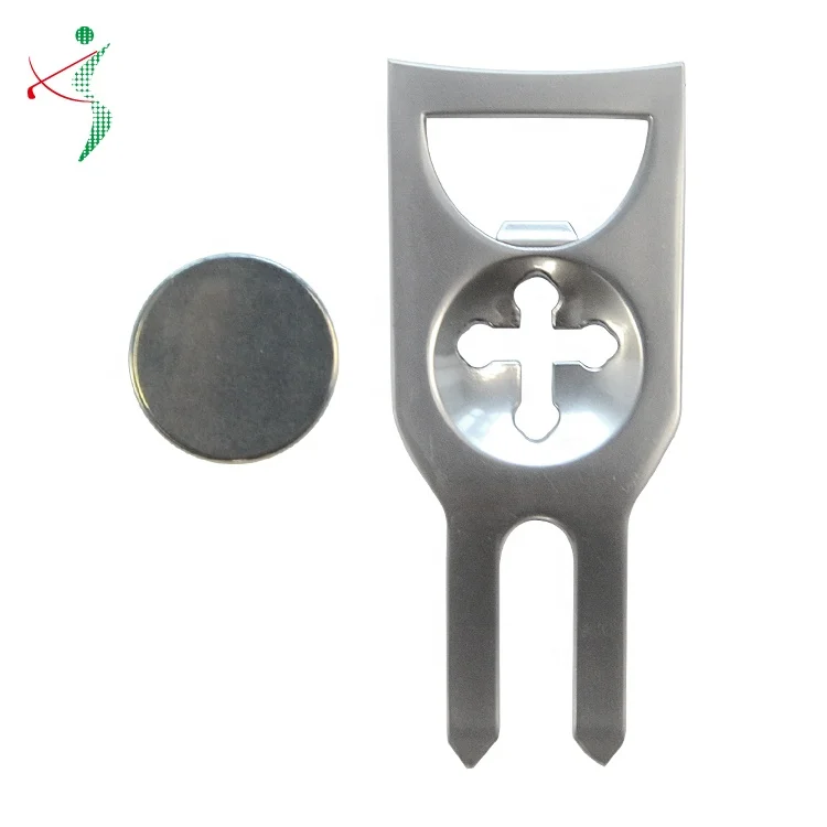 

Wholesale Golf Clubs Custom Printing Blank Metal Golf Ball Marker Divot Repair Tool for Gifts, Silver