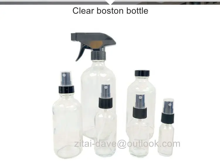 Amber Boston Round spray Glass Bottles Amber Bottles essential oil bottles with pump 5ml, 10ml,20ml,30ml,50ml  Material of Clear Glass 120mL 250mL 500mL 1000mL Amber Round Boston Mist Spray Bottle