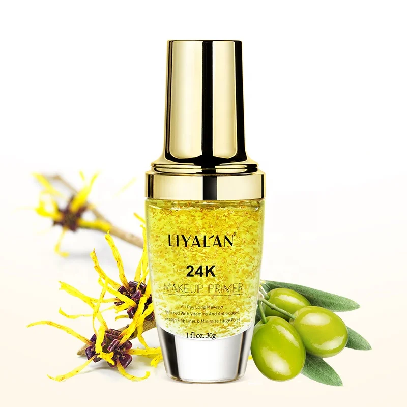 

Wholesales Whitening Oil Control Hydrating Olive Extract 24k Gold Face Base Primer Makeup