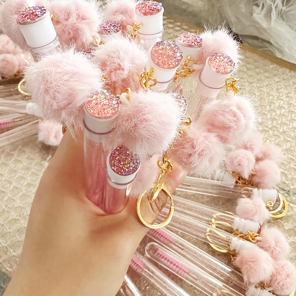 Wholesale logo Mascara Eyelash Spoolies Brushes Lash Wand Tube Lash Applicator Mascara Wands Lash Spoolies Keychain