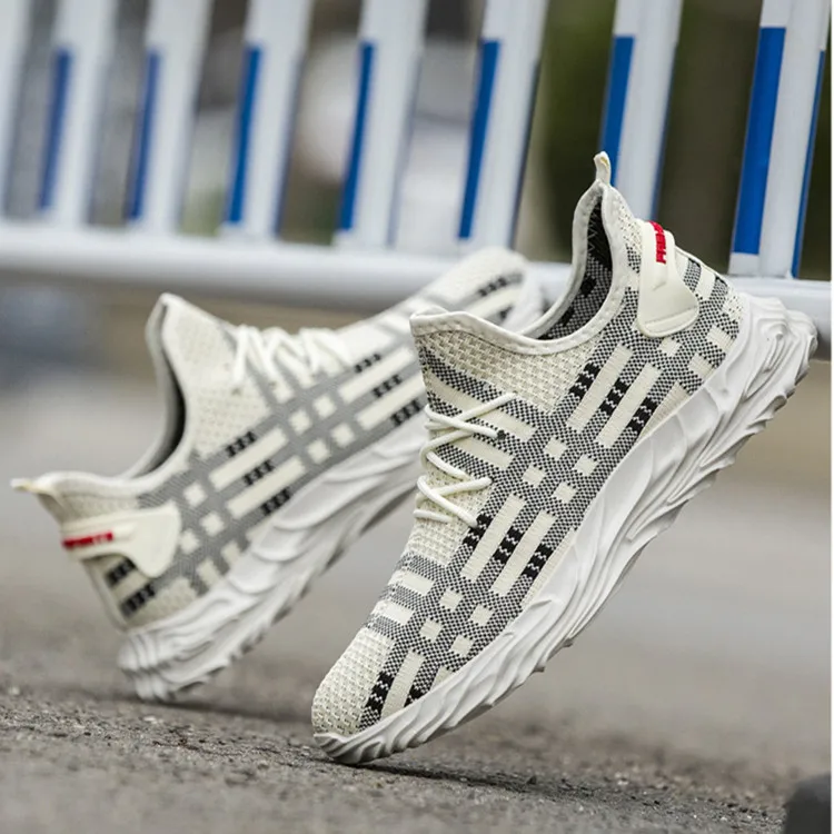 

New Men Casual Shoes Lace up Men Shoes Lightweight Comfortable Breathable Walking Sneakers Tenis Feminino Zapatos, Black , white