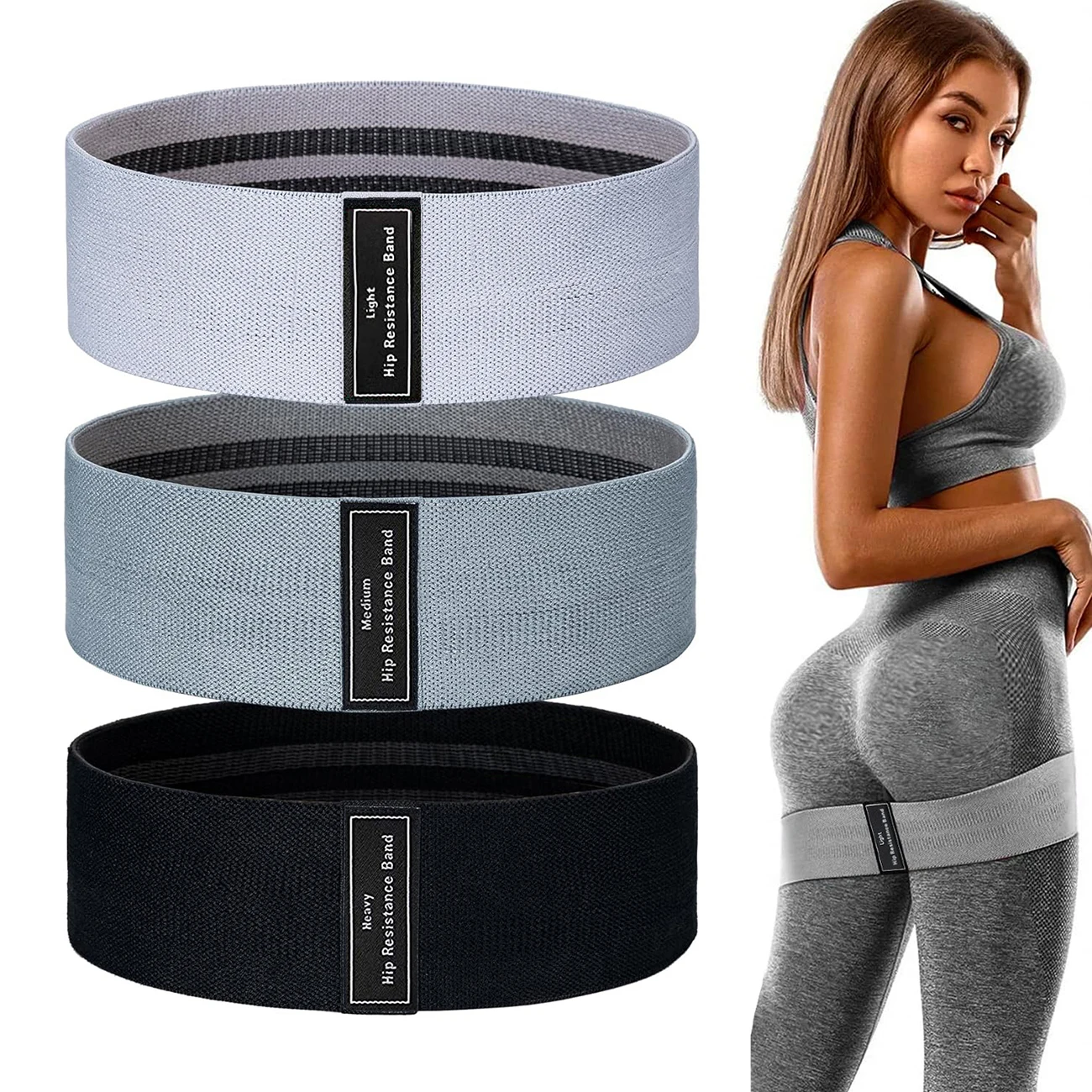 Customized Loop Elastic Fabric Latex Hip Bands Exercise Resistance Bands Set Workout Fitness Gym Yoga Bands Physio Therapy  SML