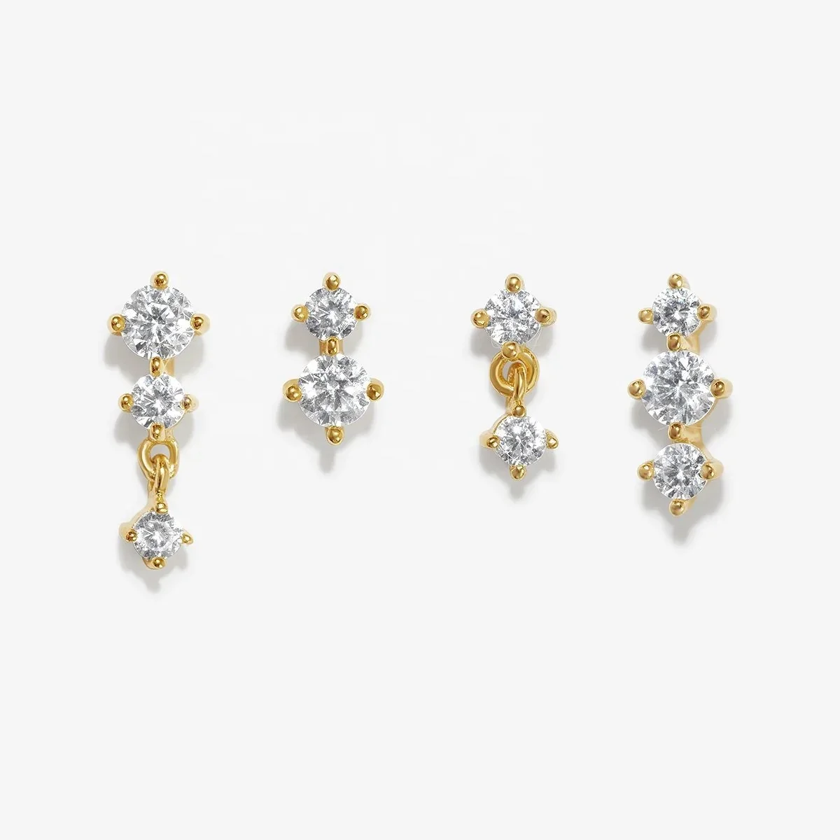 

LOZRUNVE Silver 925 Jewelry Wholesale Fashion Gold Plated Zirconia Earring Stud Set