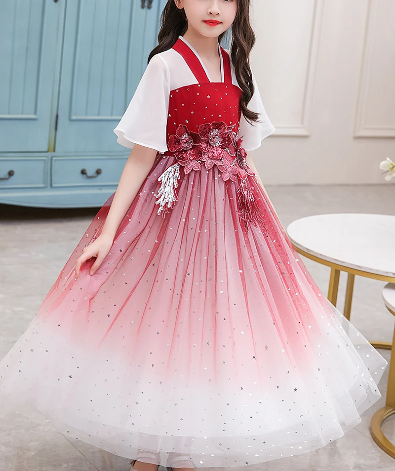 

2020 New Fashion Flower Girl Dress Princess Chinese style Clothes Polyester S Princess Dress Party Birthday Wedding Mini Casual