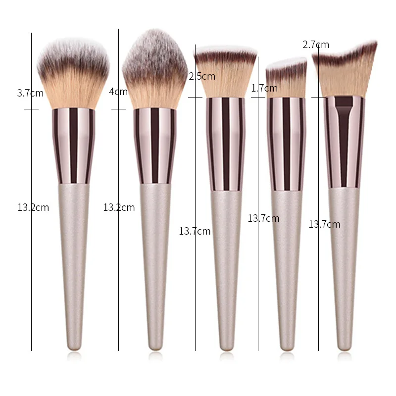 

DROPSHIPPING Premium Champagne Gold Conical Handle Foundation Concealer Eye shadow Brushes with bag 10PCs Makeup Brush Set, Rose gold