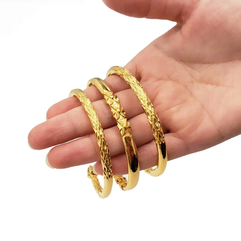 

Fashion Dubai 24K Gold Plated Bangles for Women Men Ethiopian Bracelets Ethiopian Jewelry Bangles HWT60