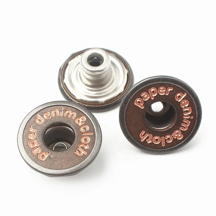 

Manufacturer Custom Engrave 3D Name Logo Metal Brass Buttons for Jeans, Accept customized