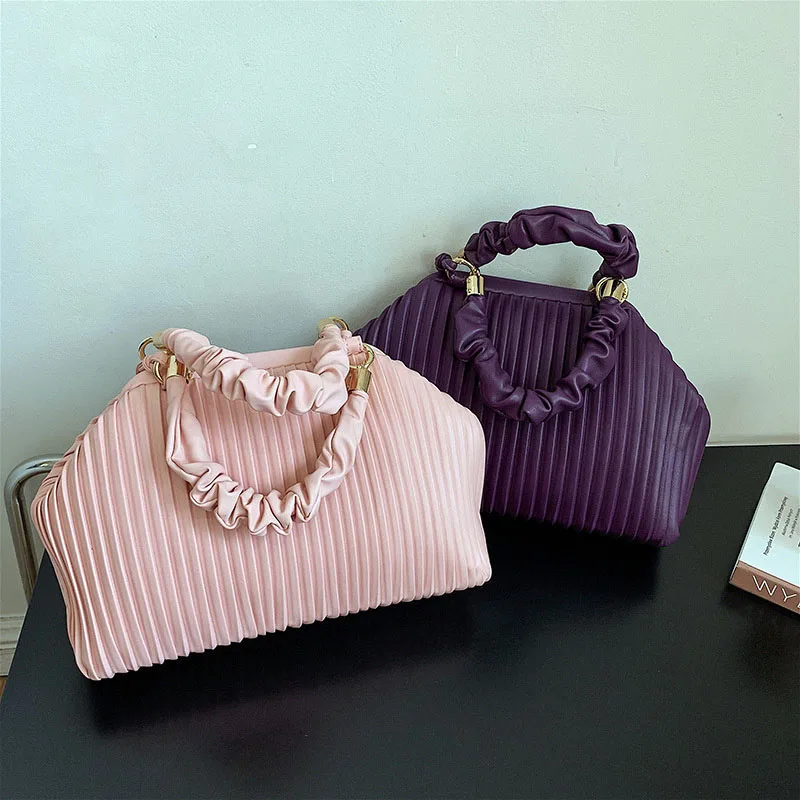 

fashion design cloud fold stripe leather tote shoulder bag women handbags ladies hand bags luxury, 8colors