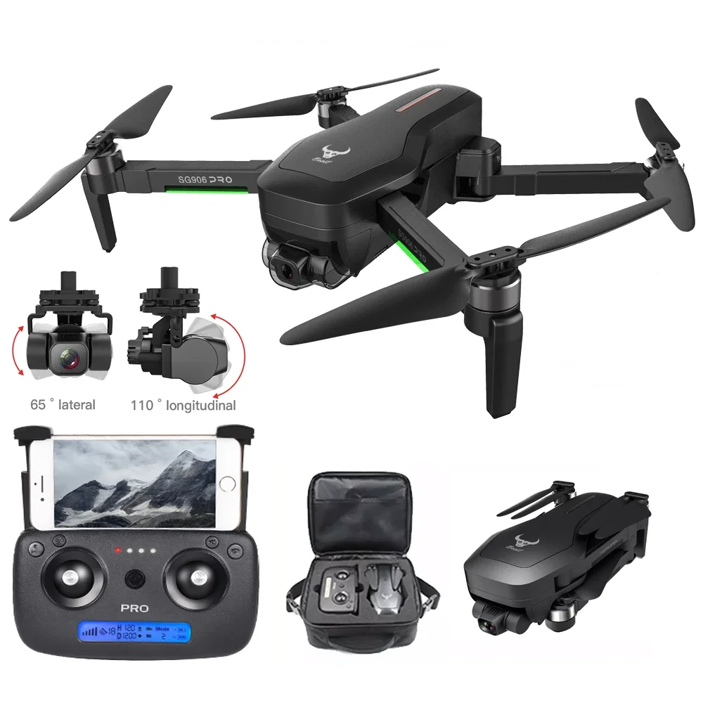 

4k HD mechanical 3-Axis gimbal camera 5G wifi gps system supports TF card drones distance 1.2km drone sg906 pro2, Black