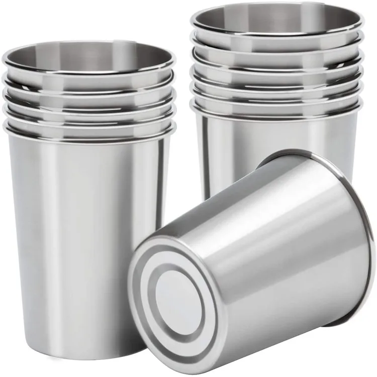 

Metal Shatterproof Stackable Pint Drinking Cups Stainless Steel Cups silicone metal pint cup