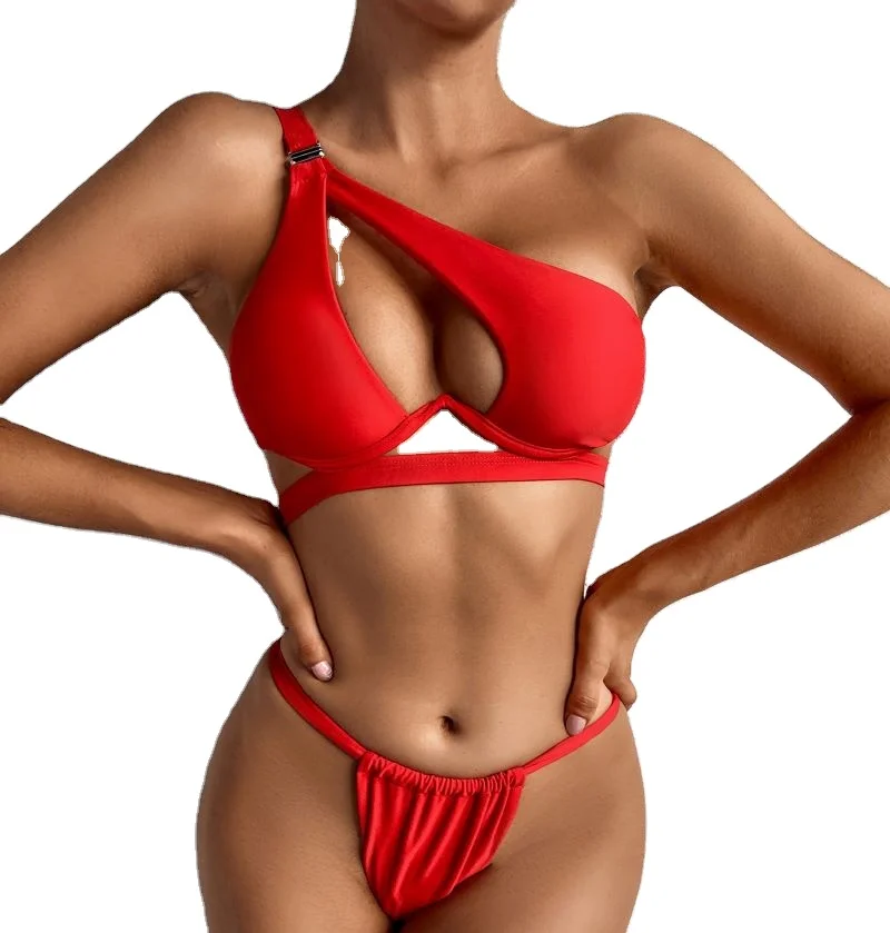 

BB03B07 Wholesale Pure Color Bandage Split Sexy Desginer Brown Bikini Women