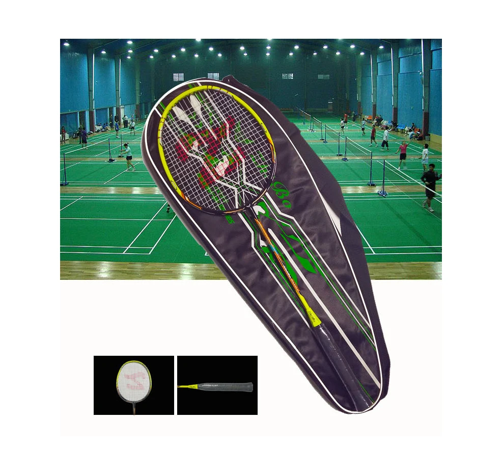 

High quality badminton racket training set carbon fiber badminton racquet custom LOGO suitable for teenagers adult professionals, Orange/green