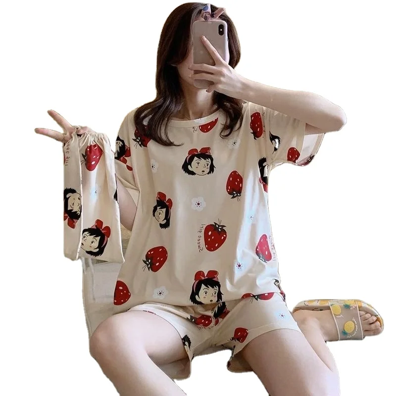 

Pajamas women summer loose plus size sweet and cute student short-sleeved shorts can wear Korean home service suits